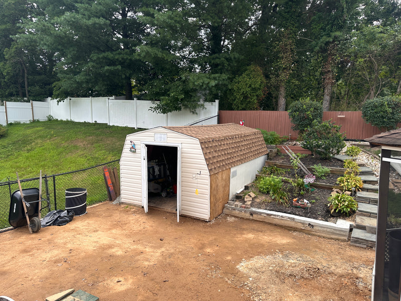 New architectural shingle roof and plywood installed on shed in Hanover Maryland