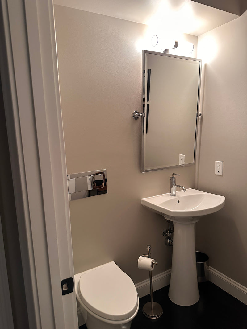 Pedestal sink installed, drywall repaired, and walls painted in bath in Central Maryland